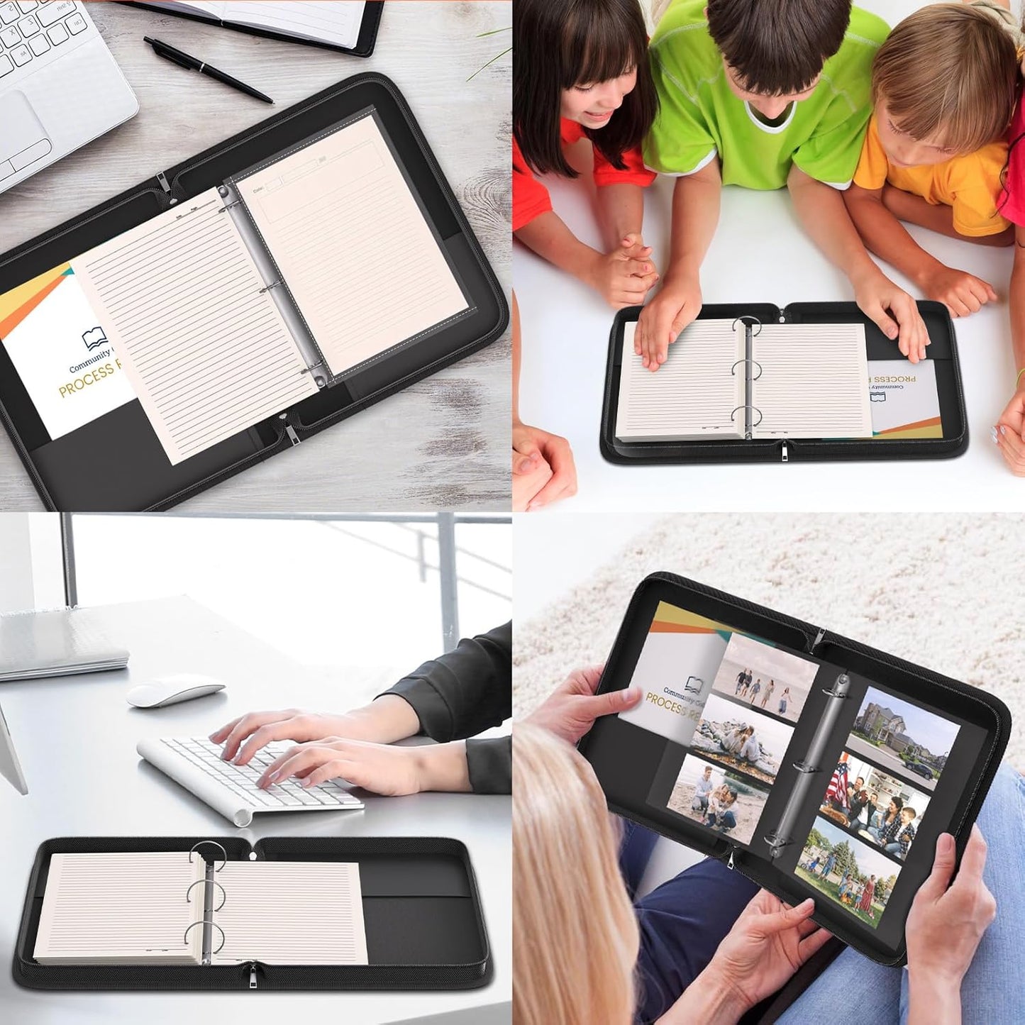 DocSafe 3 Ring Binder,Fireproof 2 Inch Round Ring Binder with Zipper,Fireproof&Dust-Proof Binder Three Ring 2" PVC-Free,Portable School Office Home Binder Supplies for Important Paper,Photos,Cards