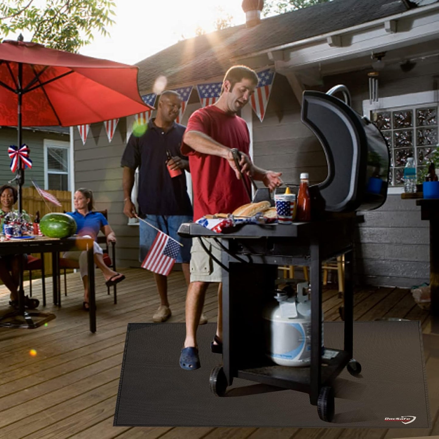 DocSafe Large Under Grill Mat 48 ×36 Inch Fire Pit Mat,4 Layers Fireproof Mat Grill Pads Protect for Deck,Patio,Outdoor Charcoal,Smokers,Wood Floor,Indoor Fireplace Mat,Reusable Oil-Proof&Waterproof