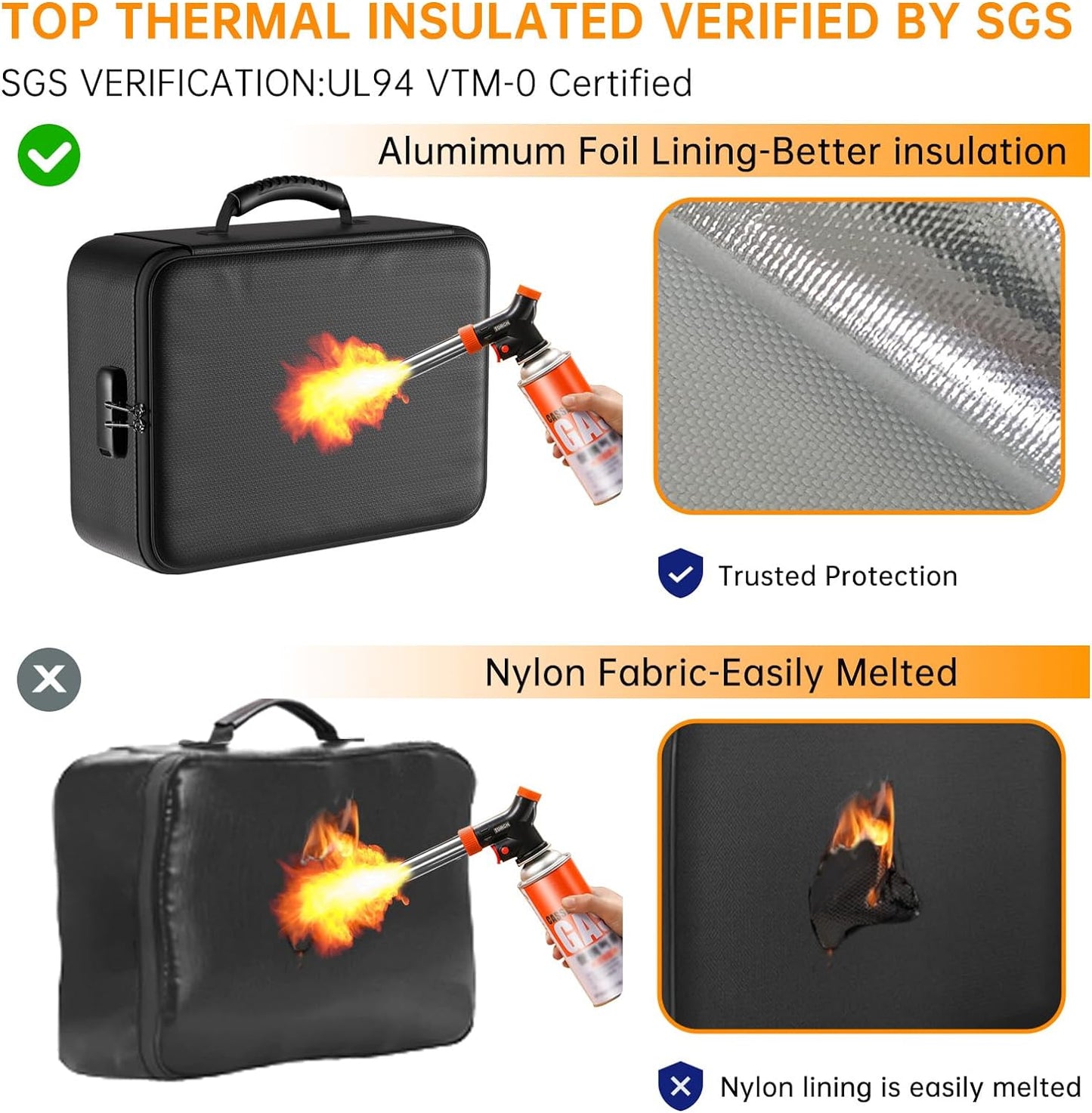 DocSafe 5200°F Document Organizer with Lock,Upgraded Heat Insulated Fireproof&Waterproof Box 8 Layers File Organizer,Portable Home Travel Safe Storage for Important Documents, Files and More