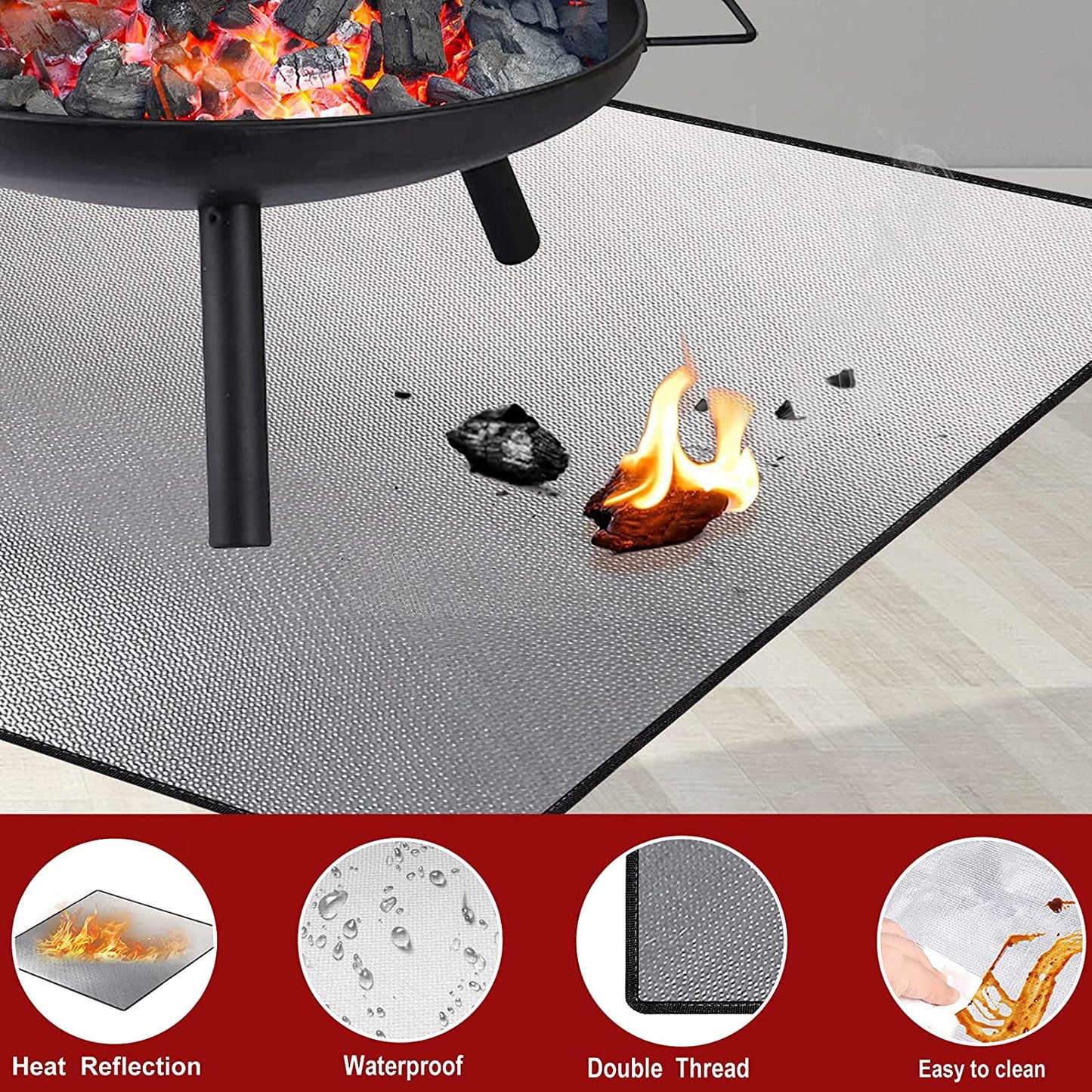 40" Square Fire Pit Mat Grill Mat
