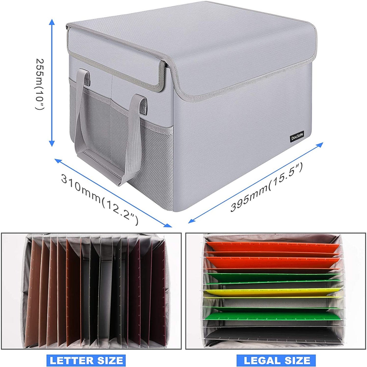 DocSafe File Box Fireproof File Storage Organizer Box with Lid
