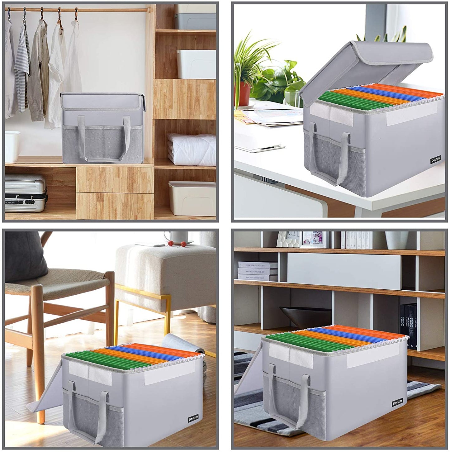 DocSafe File Box Fireproof File Storage Organizer Box with Lid