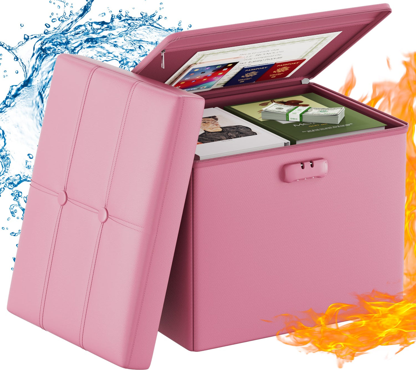 M Size Fireproof Storage Ottoman