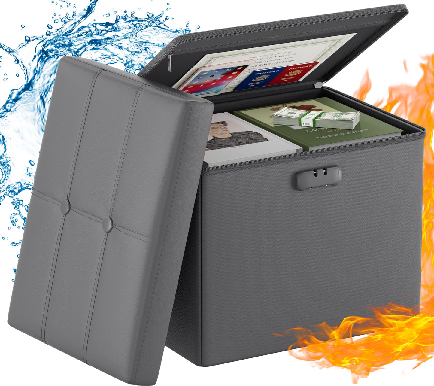 M Size Fireproof Storage Ottoman