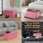 Pink Fireproof Storage Ottoman Bench Folding Bench with Lock
