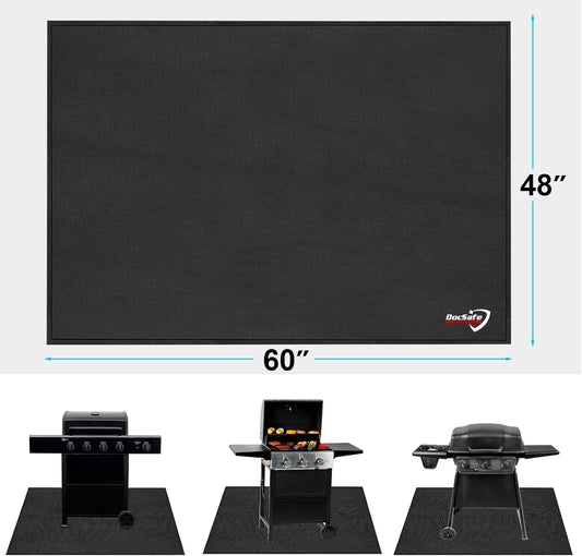 DocSafe Large Under Grill Mat 48 ×36 Inch Fire Pit Mat,4 Layers Fireproof Mat Grill Pads Protect for Deck,Patio,Outdoor Charcoal,Smokers,Wood Floor,Indoor Fireplace Mat,Reusable Oil-Proof＆Waterproof