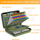 DocSafe Fireproof File Organizer with Lock, Hard-Shell Case Fireproof Document Box with 13 Pocket Accordion File Folder, Portable Home Office Travel Safe Storage for Important Documents Laptop Green