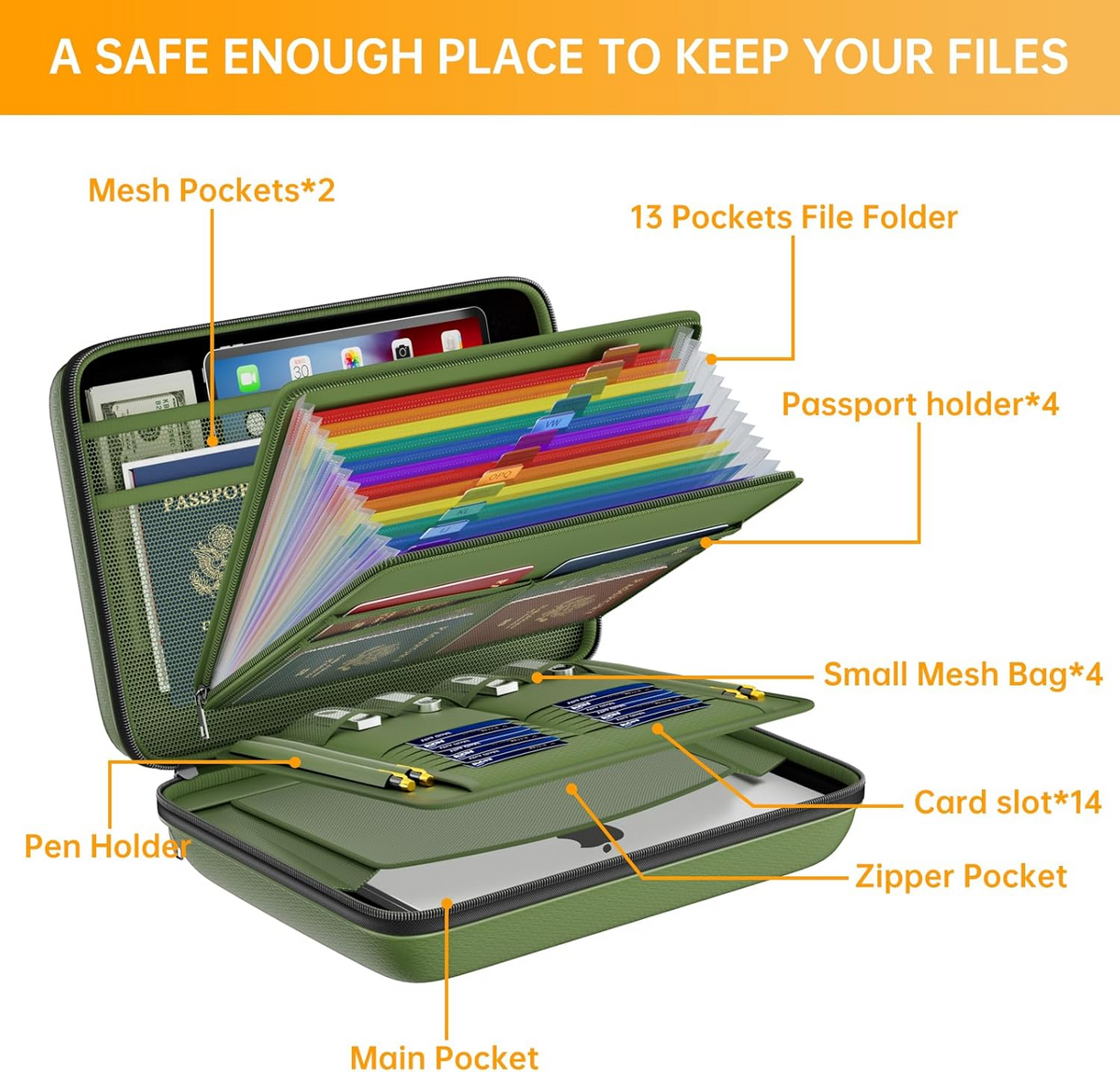Docsafe DocSafe Fireproof File Organizer with Lock, Hard-Shell Case Fireproof