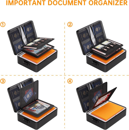 DocSafe 5200°F Document Organizer with Lock,Upgraded Heat Insulated Fireproof＆Waterproof Box 8 Layers File Organizer,Portable Home Travel Safe Storage for Important Documents, Files and More