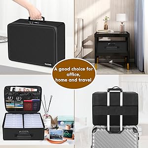 Photo Storage Box with Lock,DocSafe Fireproof Photo Organizer Box with 16 Inner 4" x 6" Photo Case(Clear),Collapsible Portable Photo Filing Safe Storage with Water-Resistant Zipper for Photos,Picture