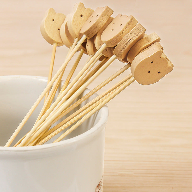 100pcs/pack of wooden cat fork bamboo skewers