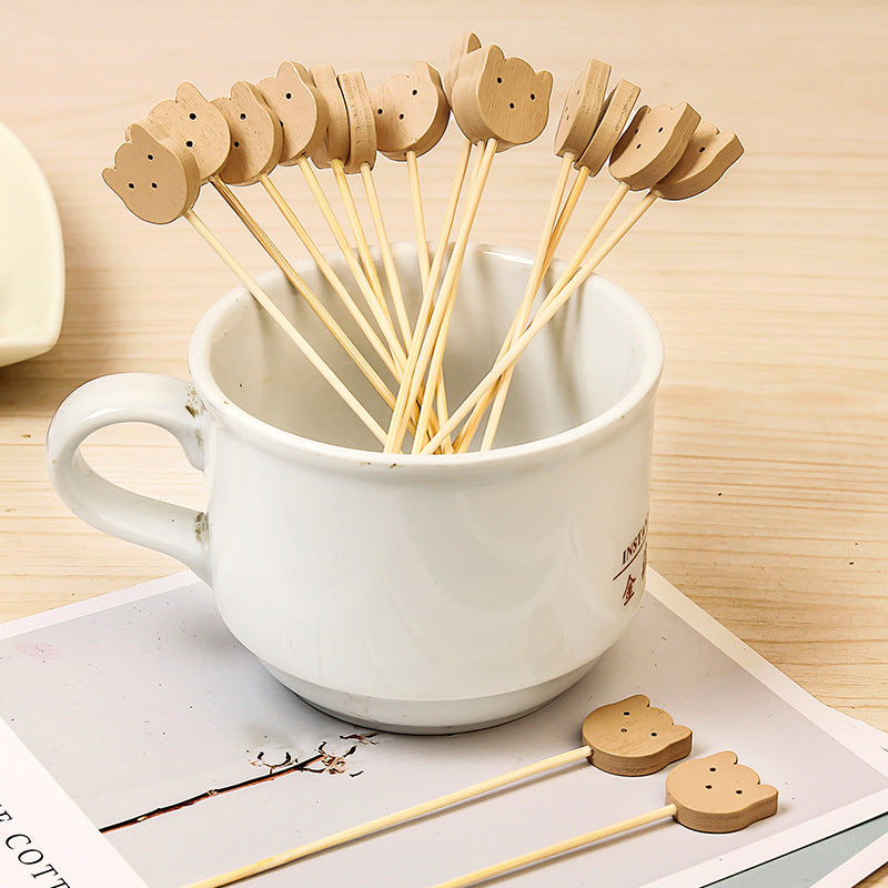 100pcs/pack of wooden cat fork bamboo skewers