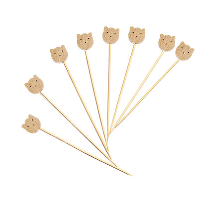 100pcs/pack of wooden cat fork bamboo skewers