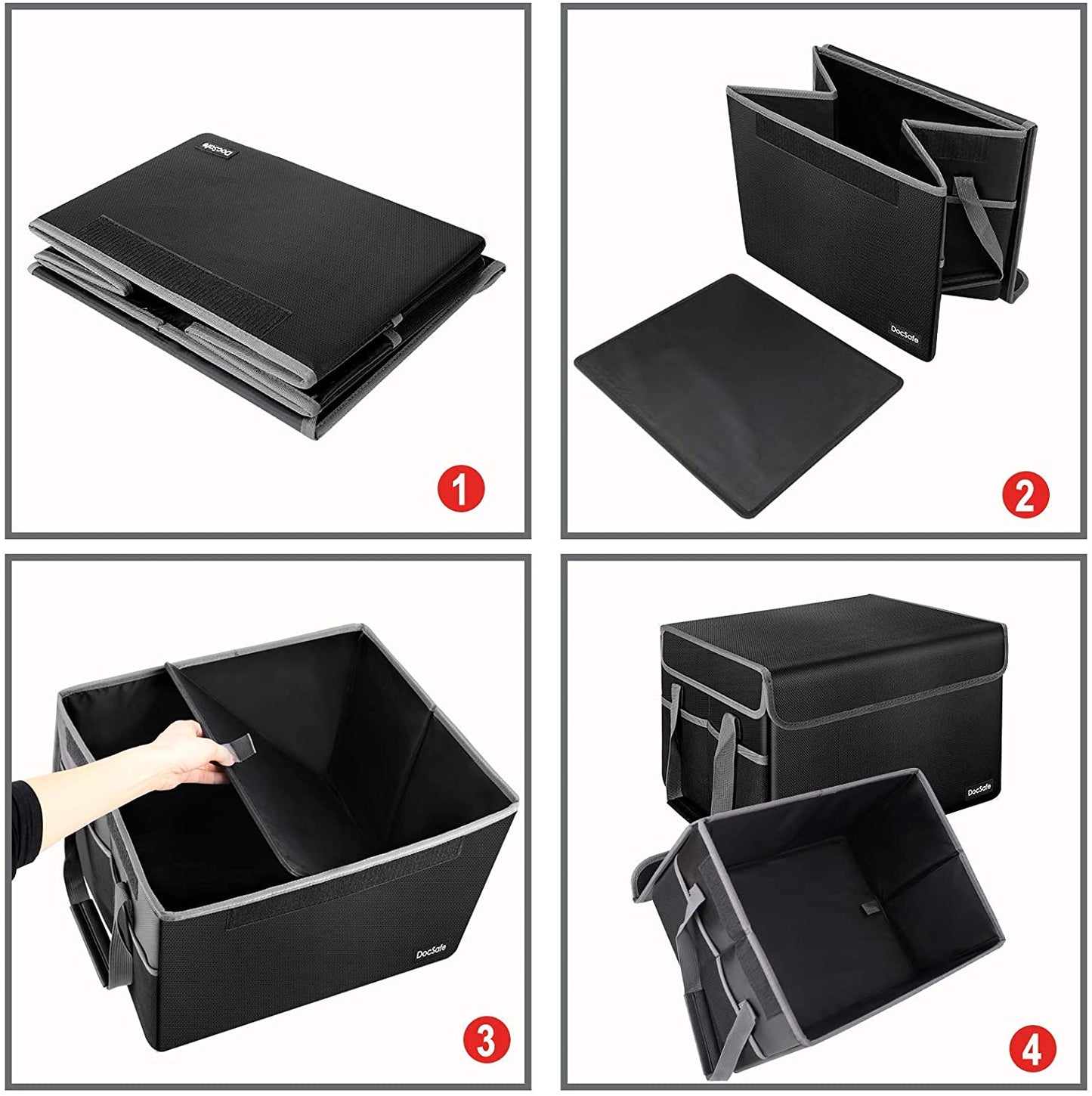 DocSafe File Box Fireproof File Storage Organizer Box with Lid