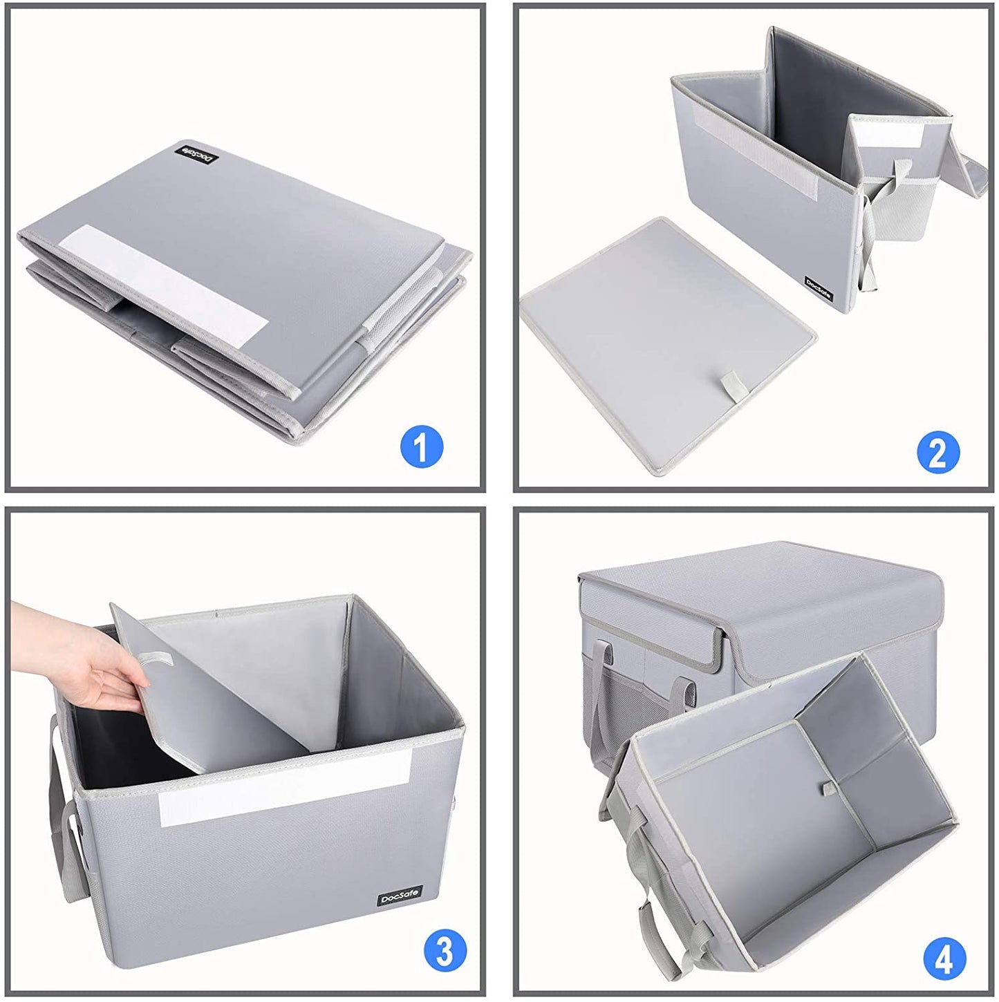 DocSafe File Box Fireproof File Storage Organizer Box with Lid