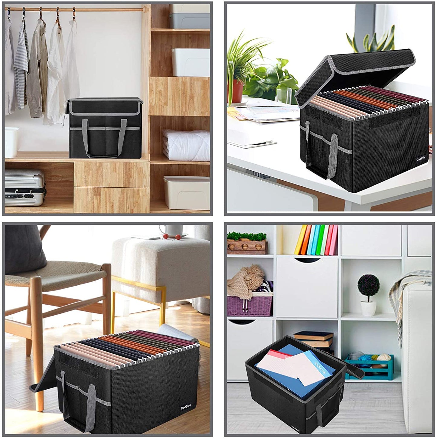 DocSafe File Box Fireproof File Storage Organizer Box with Lid