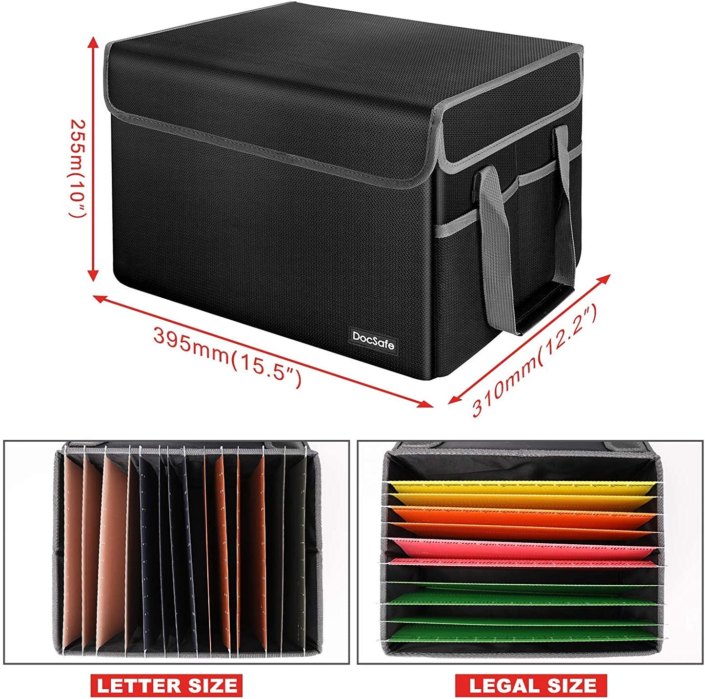 DocSafe File Box Fireproof File Storage Organizer Box with Lid