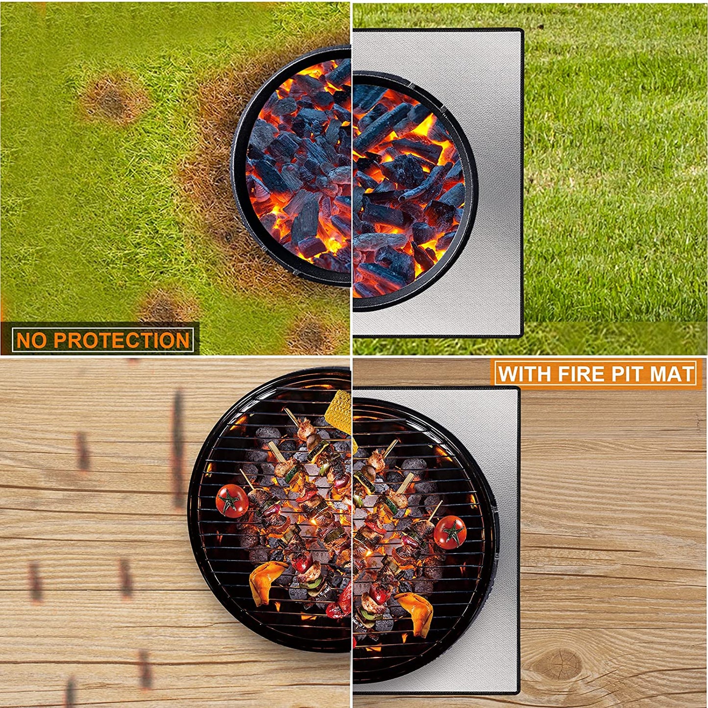 Large Fire Pit Mat Grill Mat