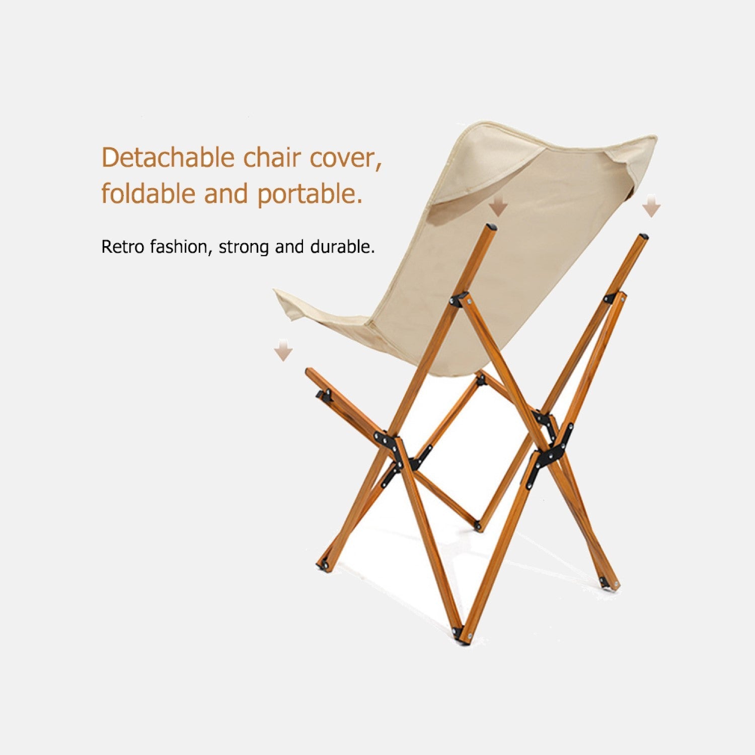 Portable folding outdoor camping aluminum alloy wooden beach chair JOOFIRE