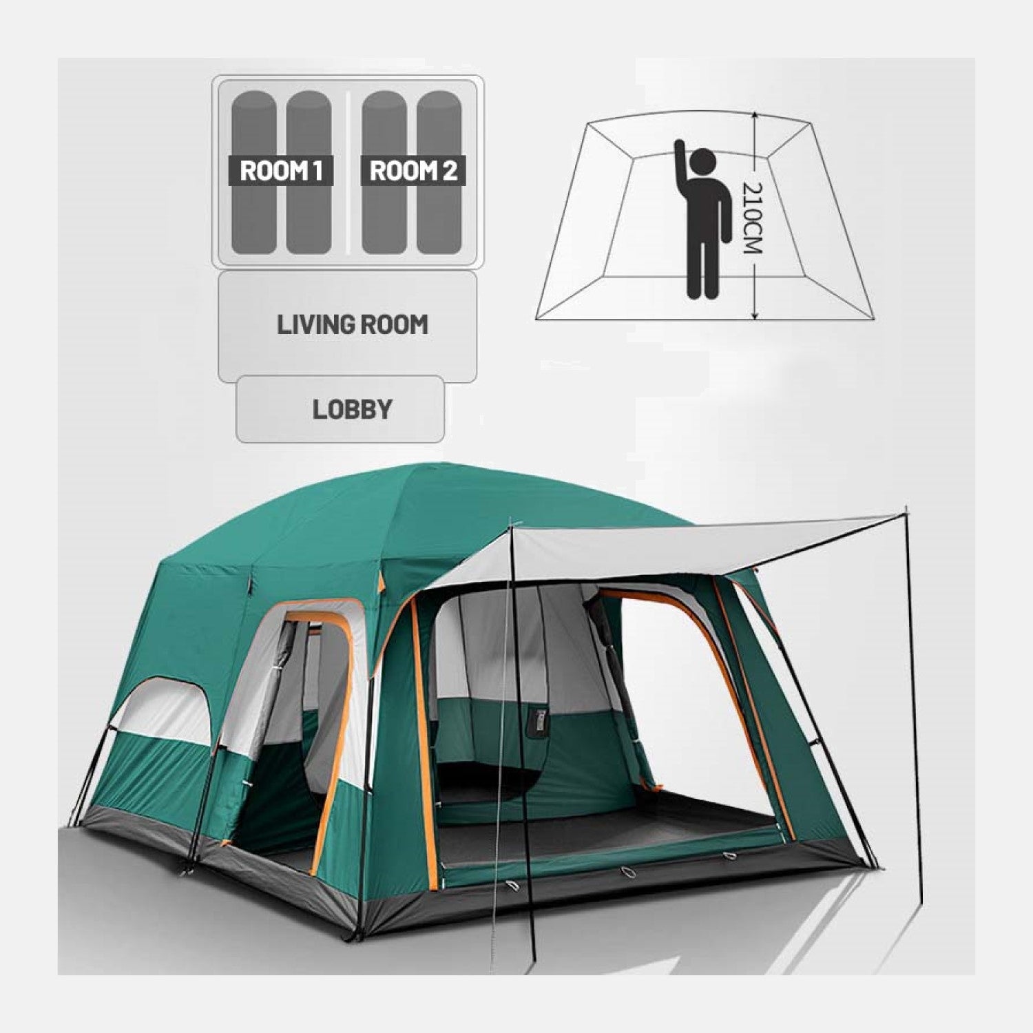 8-12 people family outdoor luxury camping tent JOOFIRE