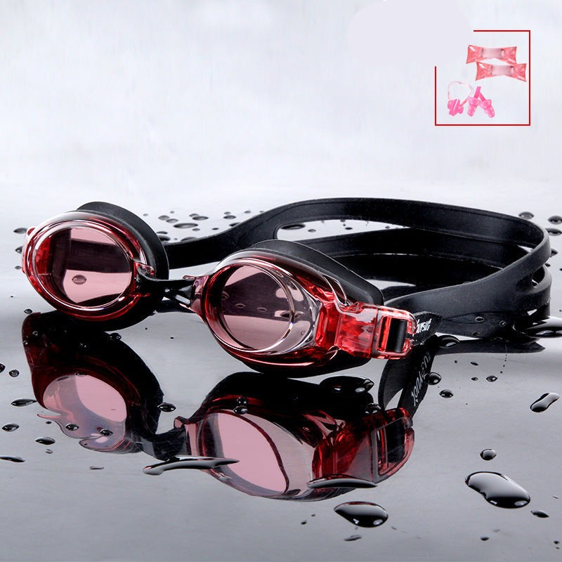 HD waterproof and anti-fog swimming glasses with ear plugs