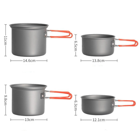 Camping mini portable cookware four-piece set