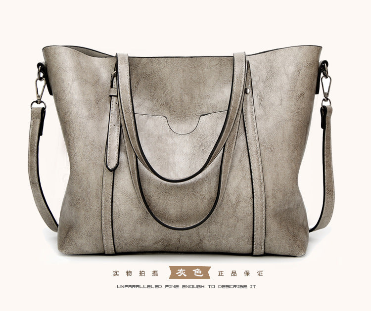 European and American fashion oil wax leather tote