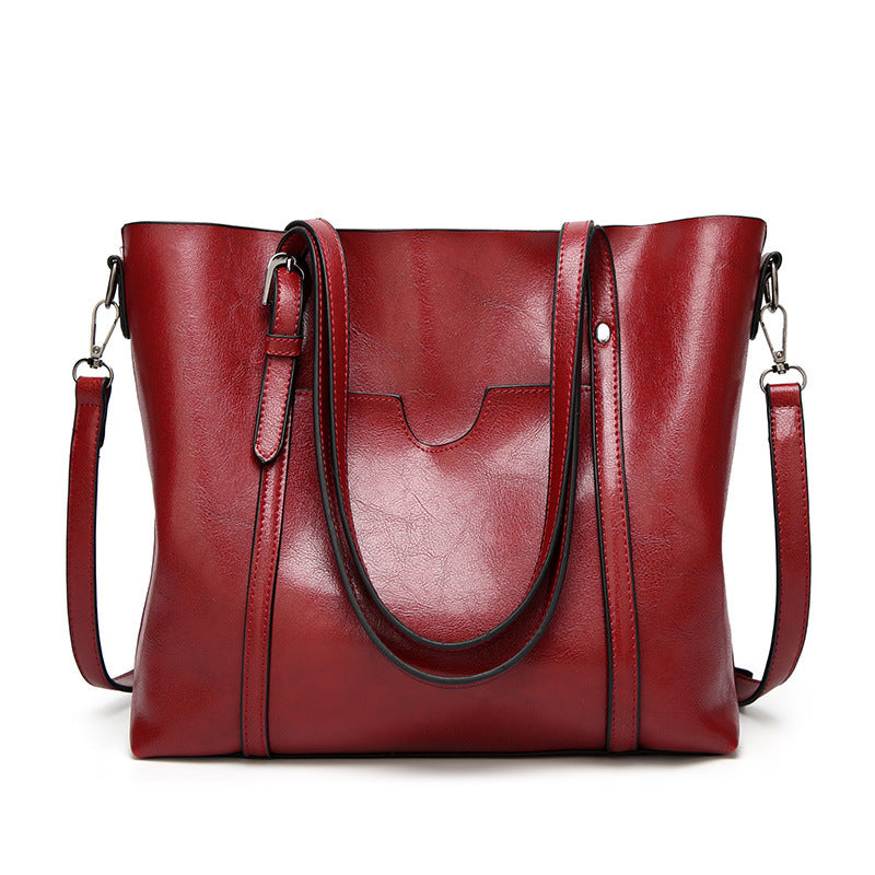 European and American fashion oil wax leather tote