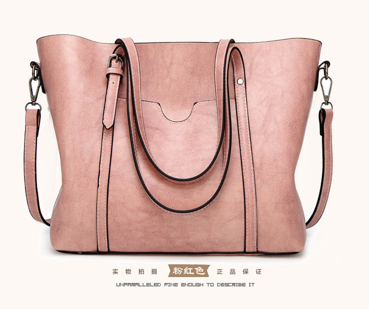 European and American fashion oil wax leather tote